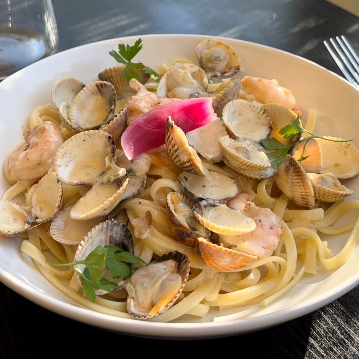 Linguine aux Coques et Gambas